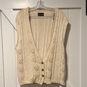 Pierre Cardin Cream Knit V-Neck Sweater Vest
